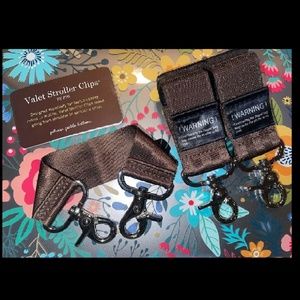 Petunia Pickle Bottom Diaper Bag Stroller Valet Clips Brown Set of 3 NEW Holders